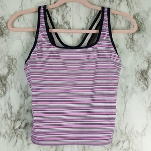 🌸 Nike Dri-Fit Navy White Pink Crop Tank Top A49